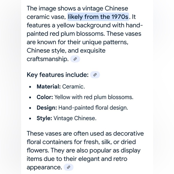 Yellow Floral Vintage Chinese Ceramic Vase. - Picture 3 of 6